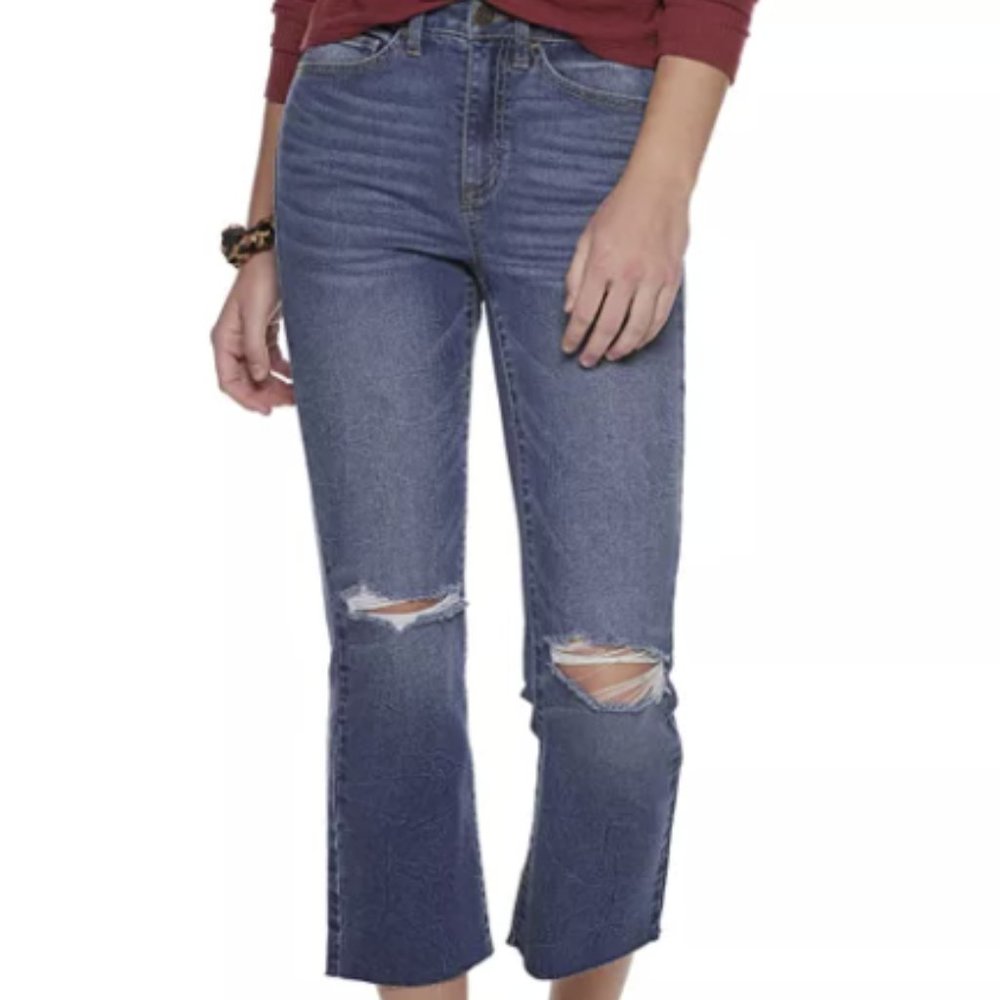 Juniors' SO High Rise Kick Denim Cropped Pants